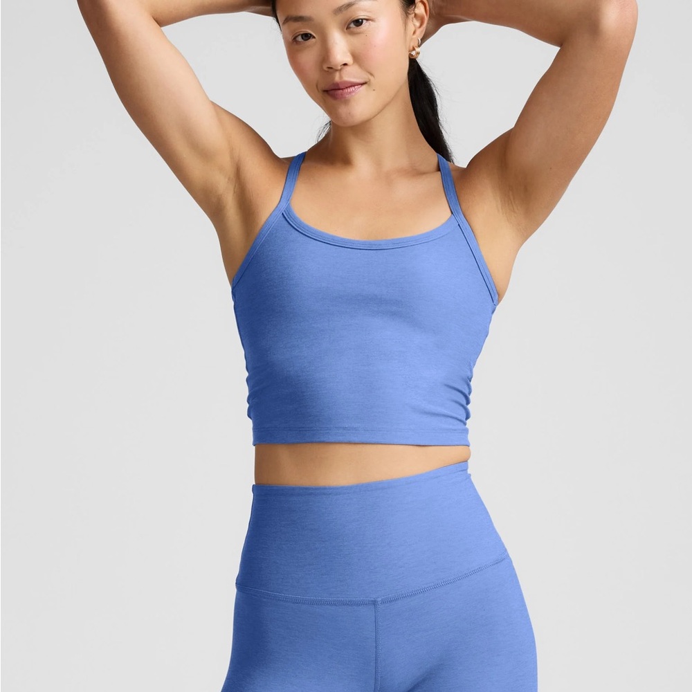 Beyond Yoga Spacedye Slim Racerback Cropped Tank - Wild Flower Blue Heather XL